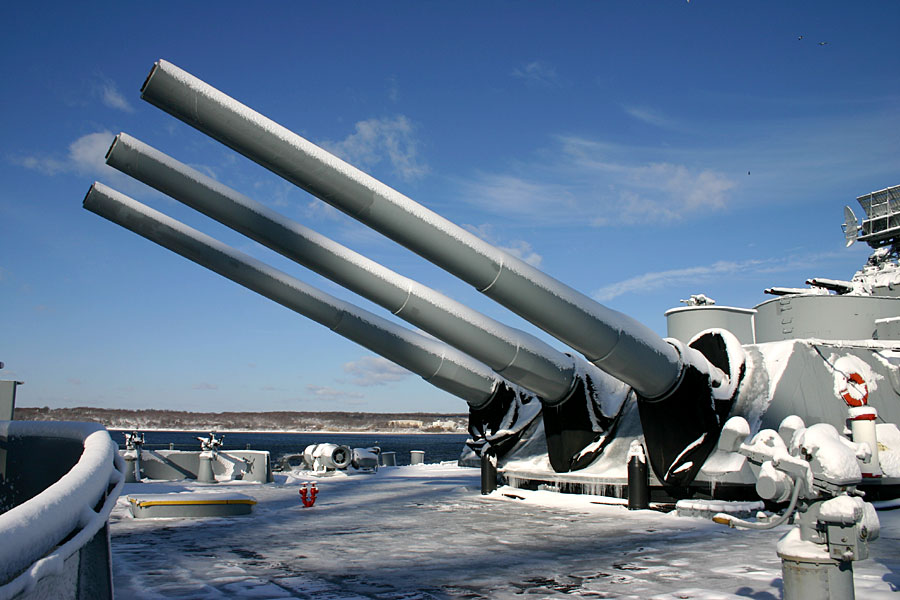 The rear 16 guns of USS Massachusetts