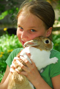 Little girl with rabbit